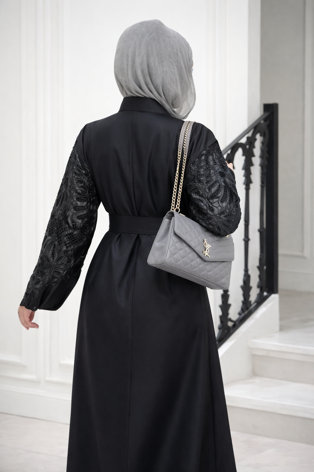 Trench-coat avec manches en cuir