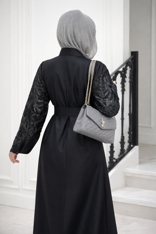 Trench-coat avec manches en cuir