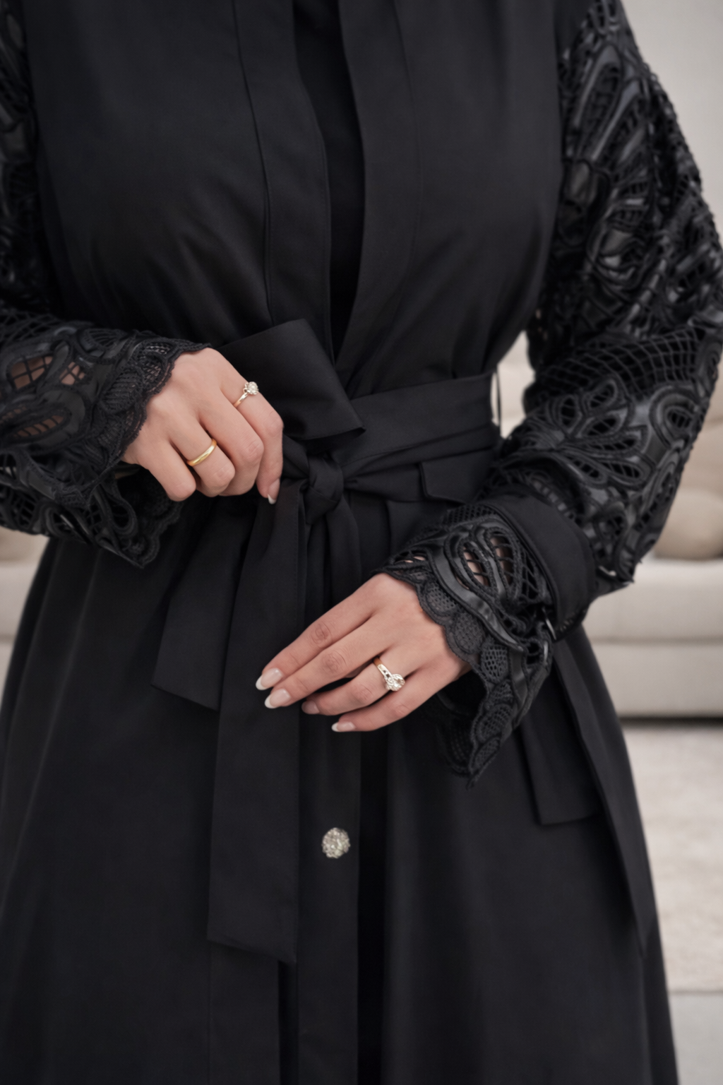 Trench-coat avec manches en cuir